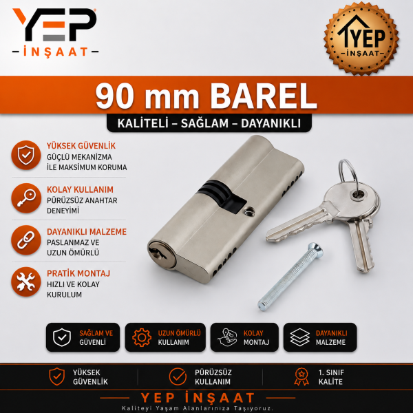 90 mm Barel Kilit – PVC Kapı Kilit Göbeği