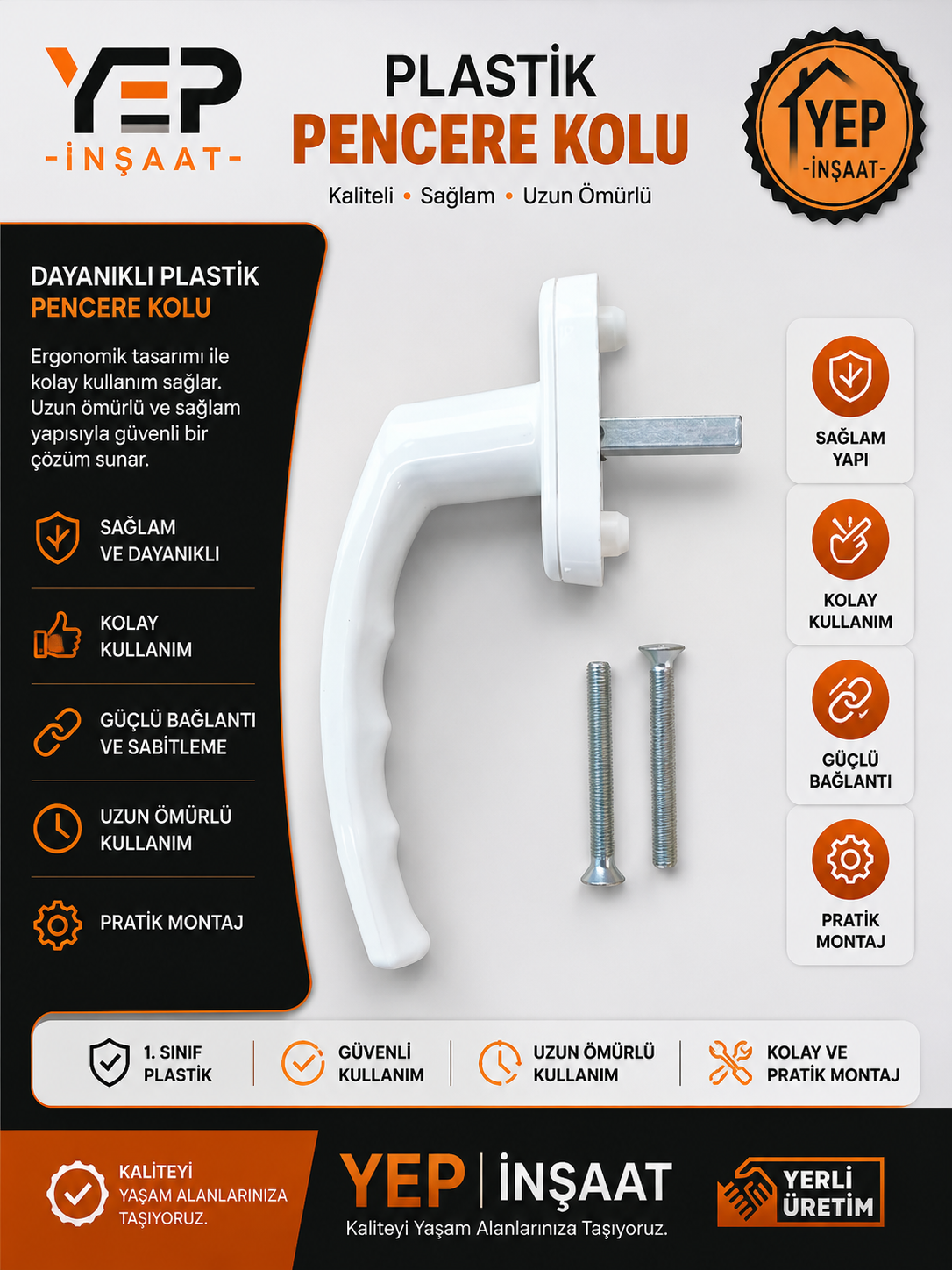 PLASTİK PENCERE KOL BEYAZ Plastik Pimapen Pencere Kolu - Görsel 1