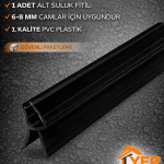 Duşakabin Alt Suluk Fitil | 6-8 mm Cam Uyumlu Pvc Su Sızdırmaz Fitil SİYAH
