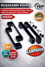 Yep İnşaat Duşakabin Cam Kapı Kare Kulp 4 Adet Duşakabin Kolu Siyah