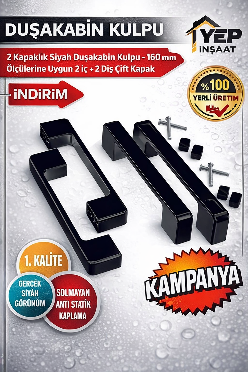 Siyah-dusakabin-kollari-kampanya-duyurusu-1.png Yep İnşaat Duşakabin Cam Kapı Kare Kulp 4 Adet Duşakabin Kolu Siyah - Görsel 1