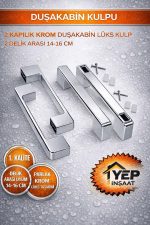 2 Kapaklık Krom Duşakabin Kulpu 140 mm ve 160 mm Ölçülerine Uygun 2 Iç 2 Dış Çift Kapak