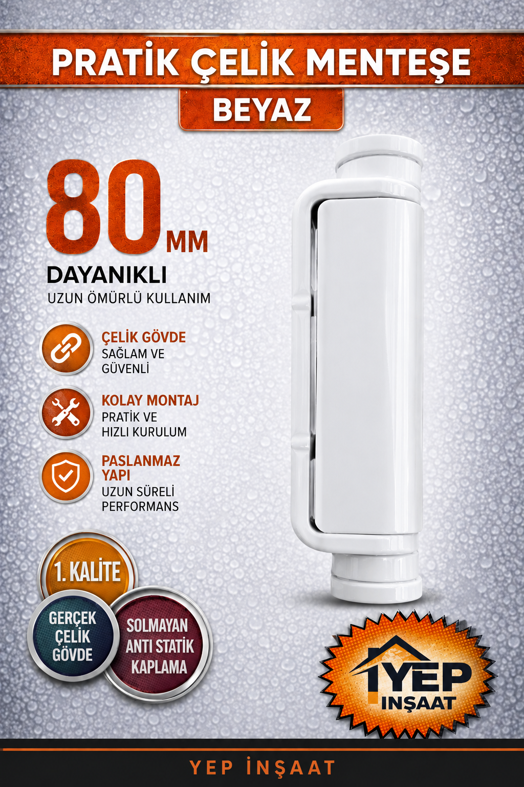 beyaz prada 80mm Pratik Çelik Menteşe - Görsel 1