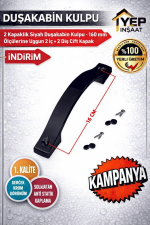 Yep İnşaat Parlak Krom -Siyah Duşakabin Cam Kapı Kulpu 160 mm – 2 Iç 2 Dış Çift Kapak Ay Kulp - Görsel 2