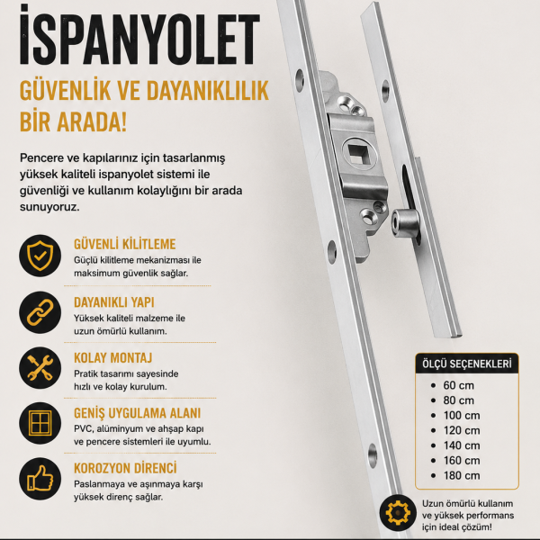 Pimapen Pencere İspanyoleti – 60 / 80 / 100 / 120 / 140 / 160 / 180 cm