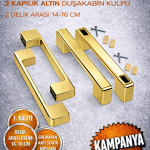 Yep İnşaat Duşakabin Cam Kapı Kare Kulp 4 Adet Duşakabin Kolu Gold