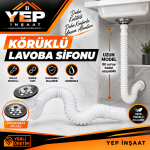YEP İnşaat Uzun Körüklü Lavabo Sifonu – Paslanmaz Süzgeçli, Esnek ve Uzayabilir Model