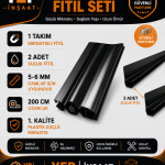 1 Mıknatıs + 2 Suluk Siyah Duşakabin Fitil Seti – 5-6 mm Cam Uyumlu, 200 cm
